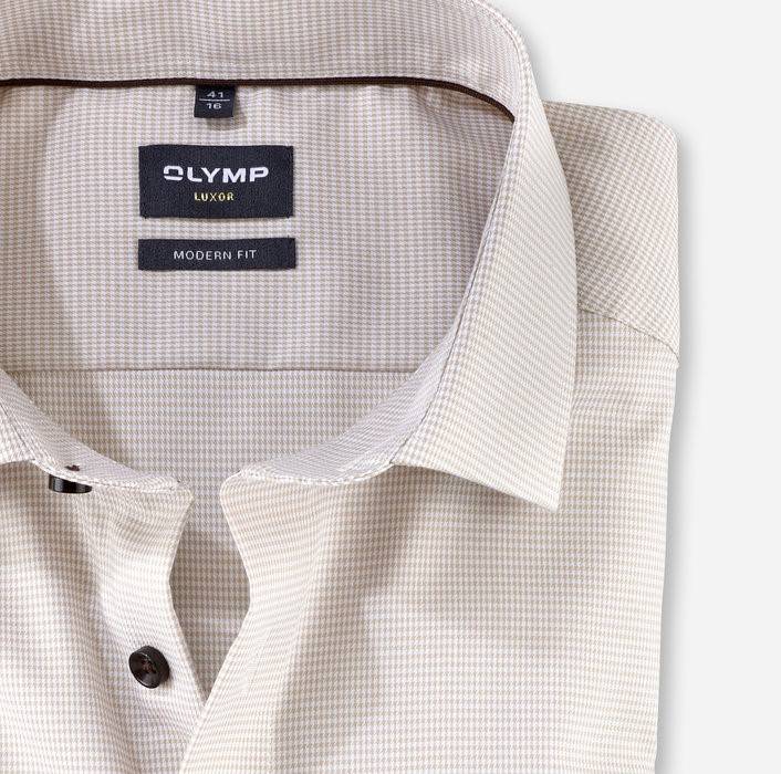 Olymp Camicia olymp a quadrettini beige modern fit con taschino Convenienza