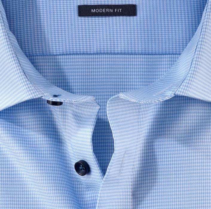 Olymp Camicia olymp a quadrettini celeste modern fit con taschino Novità