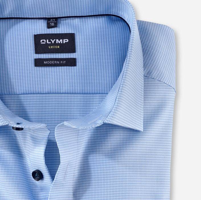 Olymp Camicia olymp a quadrettini celeste modern fit con taschino Novità