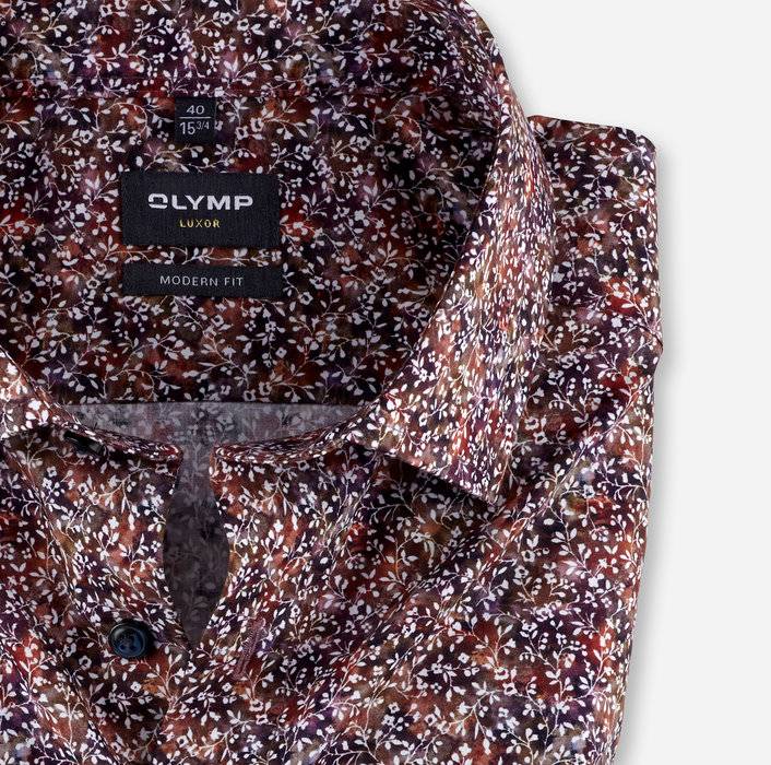 Olymp Camicia olymp fantasia floreale prugna modern fit Presa