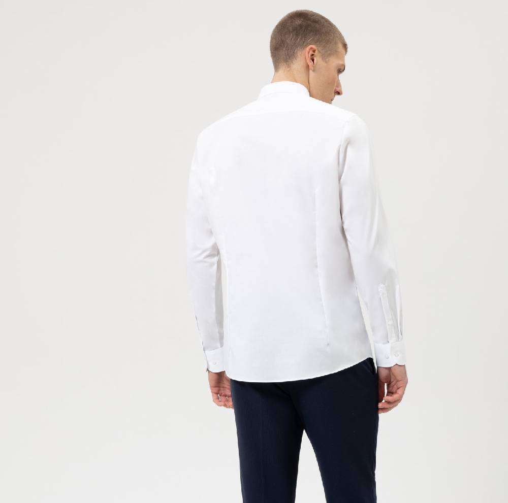 Olymp Camicia olymp bianca slim fit cotone twill stretch facile stiro Outlet