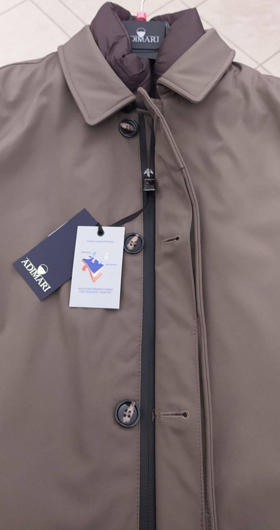 Adimari Trench impermeabile imbottito blu con pettorina anti vento staccabile 2025