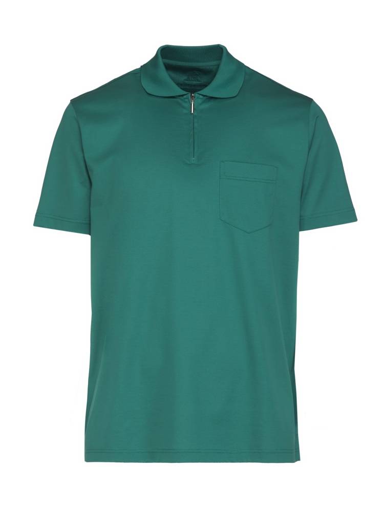 Montechiaro Polo zip montechiaro maniche corte in jersey filo di scozia con taschino Soddisfazione Garantita