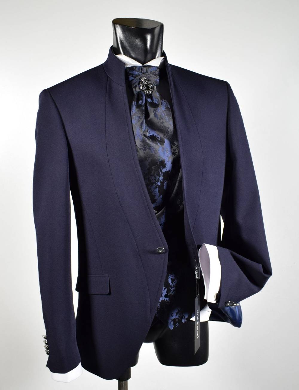 Musani Milano Cerimonia Abito blu musani cerimonia slim fit con panciotto e cravatta