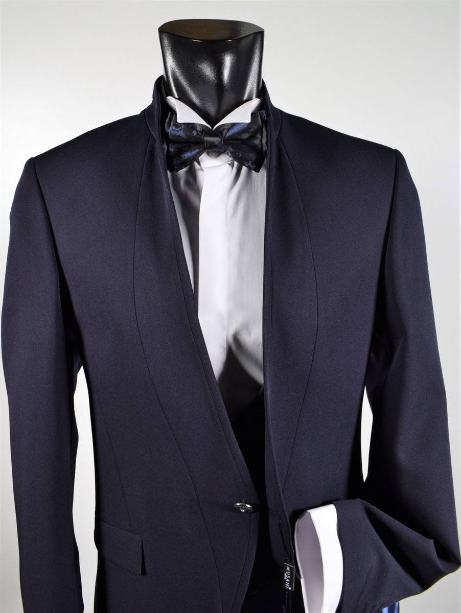 Musani Milano Cerimonia Abito blu musani cerimonia slim fit con panciotto e cravatta Shopping Online