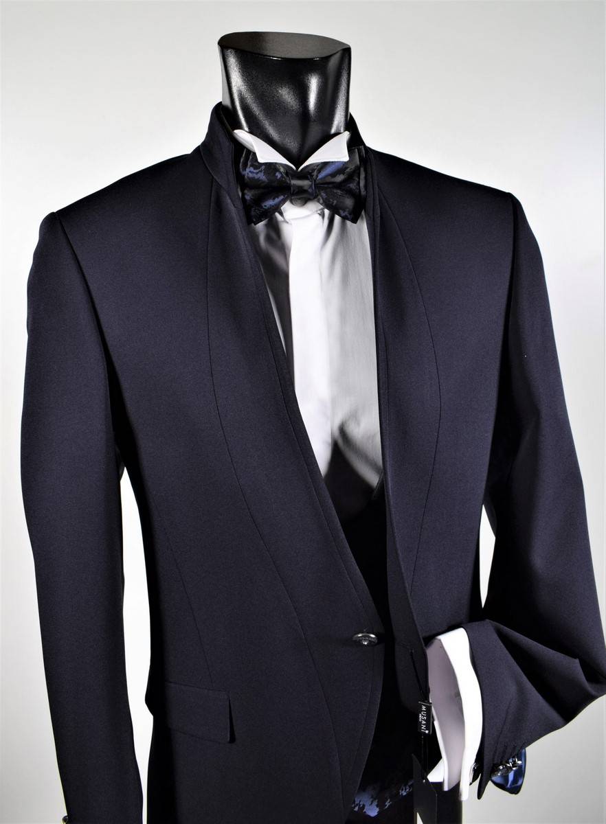 Musani Milano Cerimonia Abito blu musani cerimonia slim fit con panciotto e cravatta Shopping Online