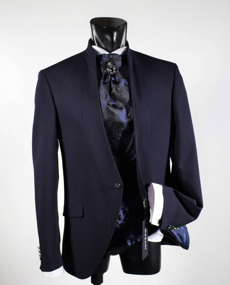 Musani Milano Cerimonia Abito blu musani cerimonia slim fit con panciotto e cravatta Shopping Online