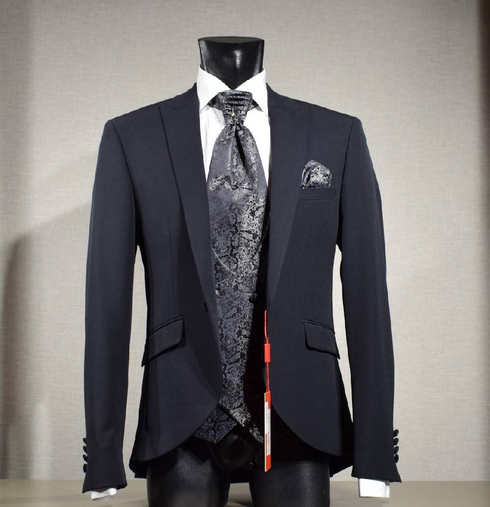 Musani Milano Cerimonia Abito elegante nero musani cerimonia slim fit con panciotto