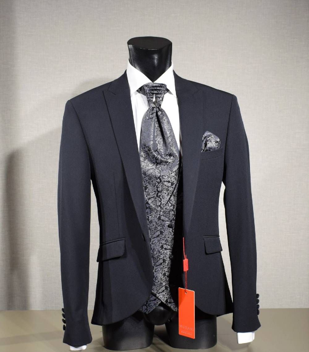 Musani Milano Cerimonia Abito elegante nero musani cerimonia slim fit con panciotto Affare Del Giorno
