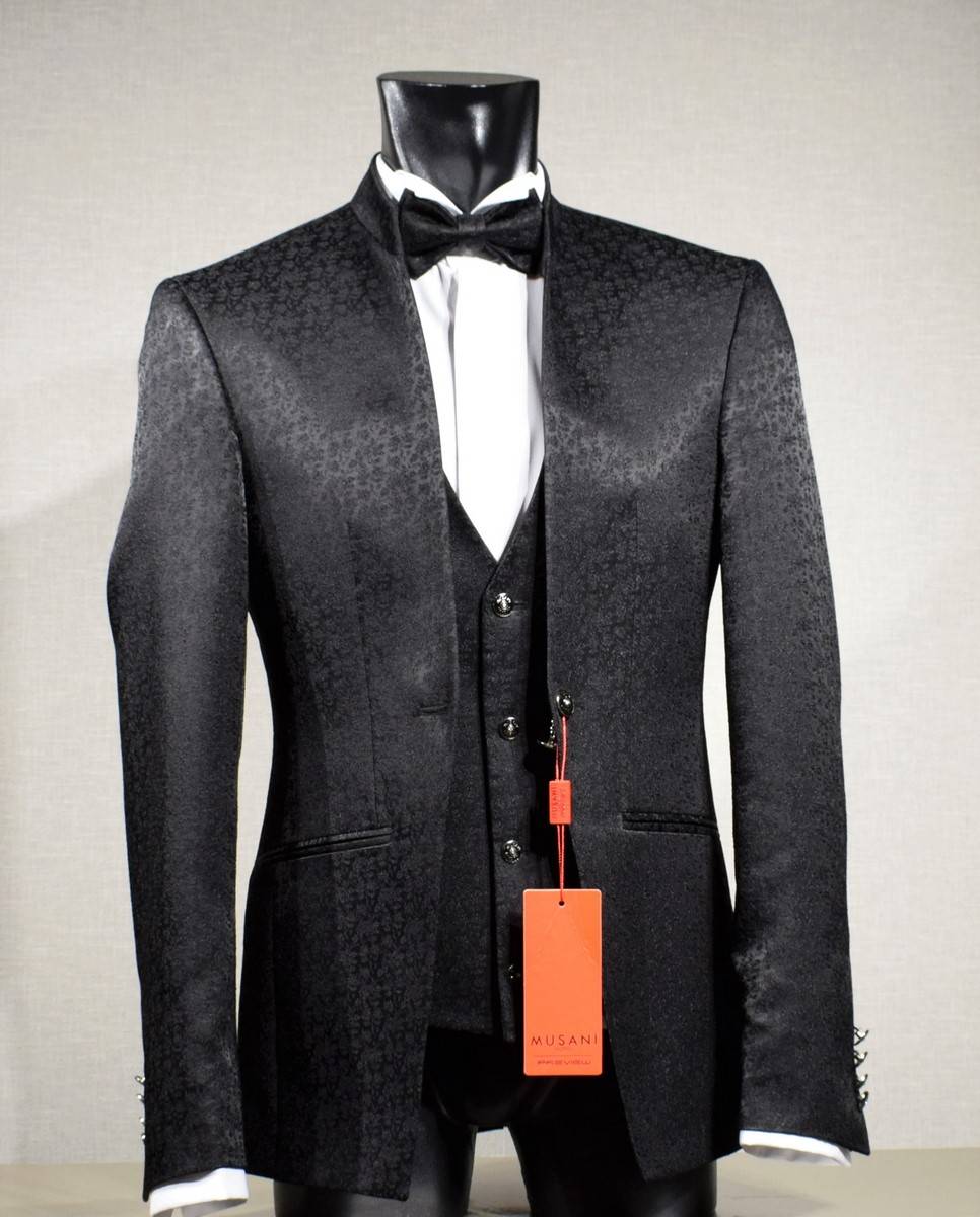 Musani Milano Cerimonia Abito musani cerimonia nero damascato slim fit Prezzo Ridotto