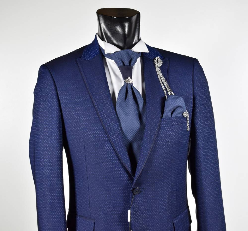 Musani Milano Cerimonia Abito musani cerimonia bluette slim fit con petto a lancia Online