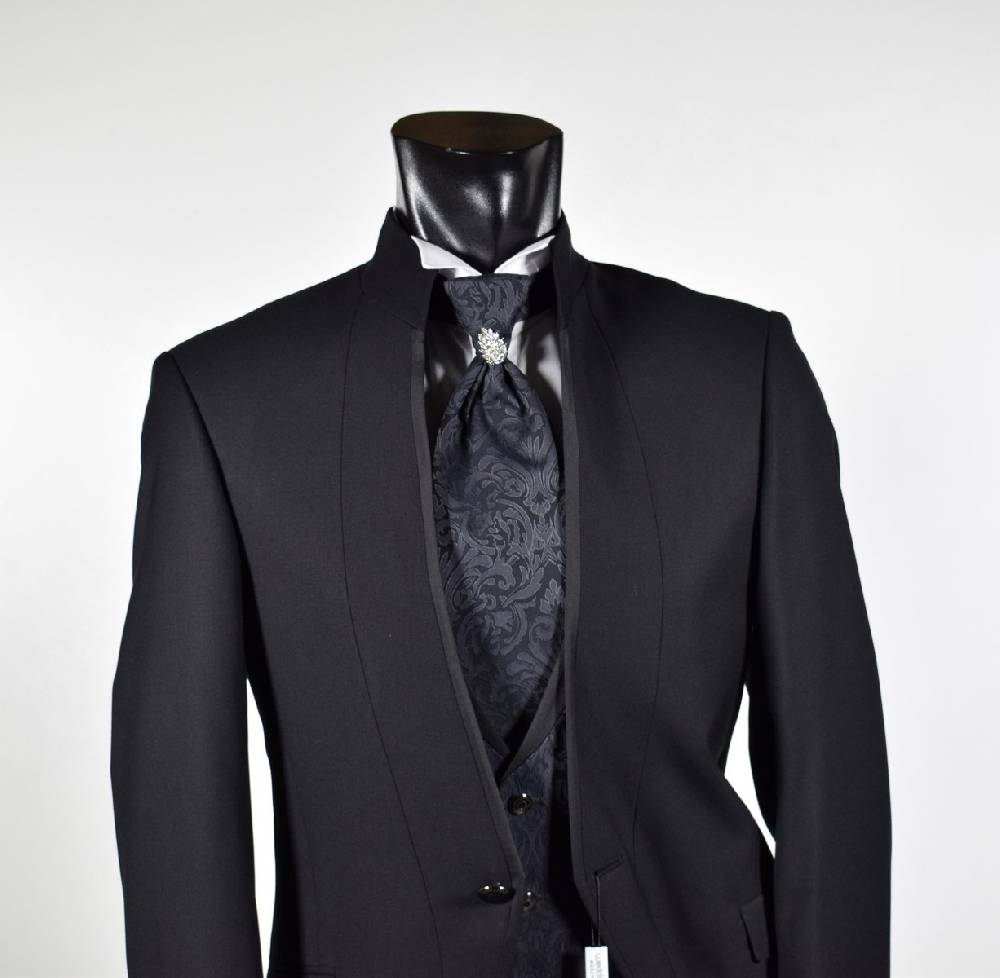 Musani Milano Cerimonia Abito nero slim fit musani cerimonia modello alla coreana Outlet