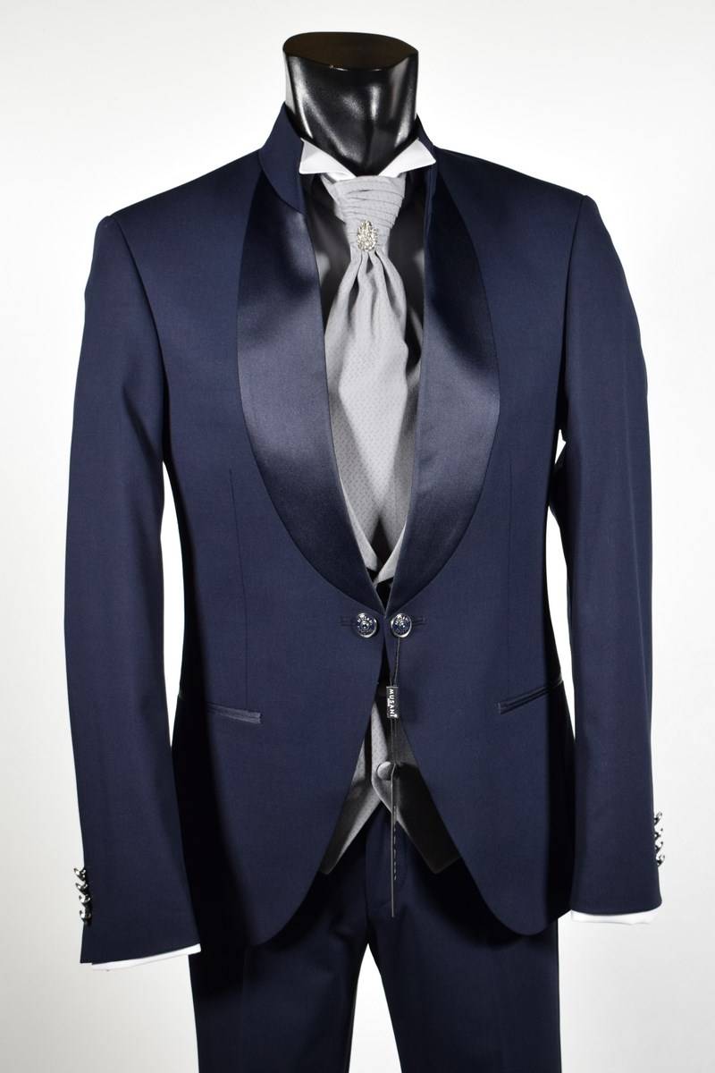 Musani Milano Cerimonia Abito musani cerimonia blu modello coreano slim fit Saldi