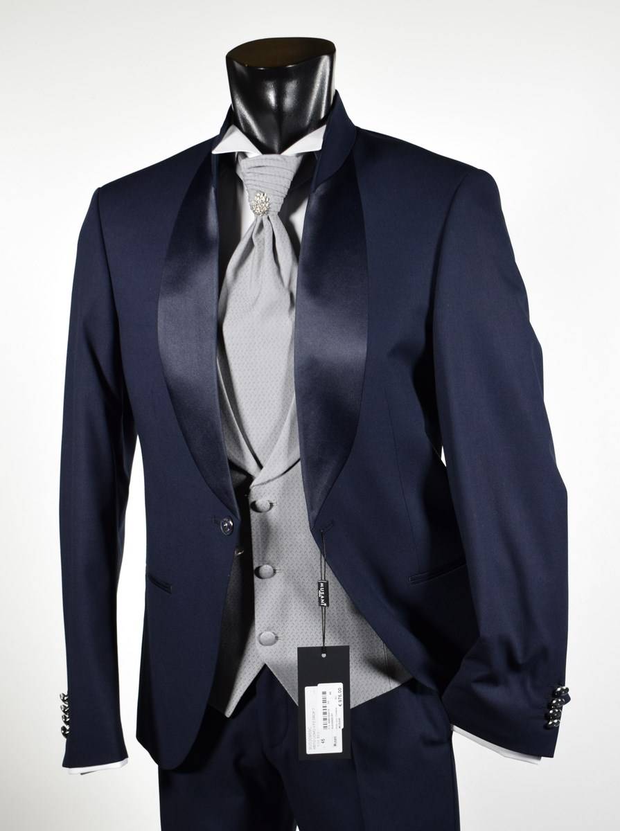 Musani Milano Cerimonia Abito musani cerimonia blu modello coreano slim fit Saldi