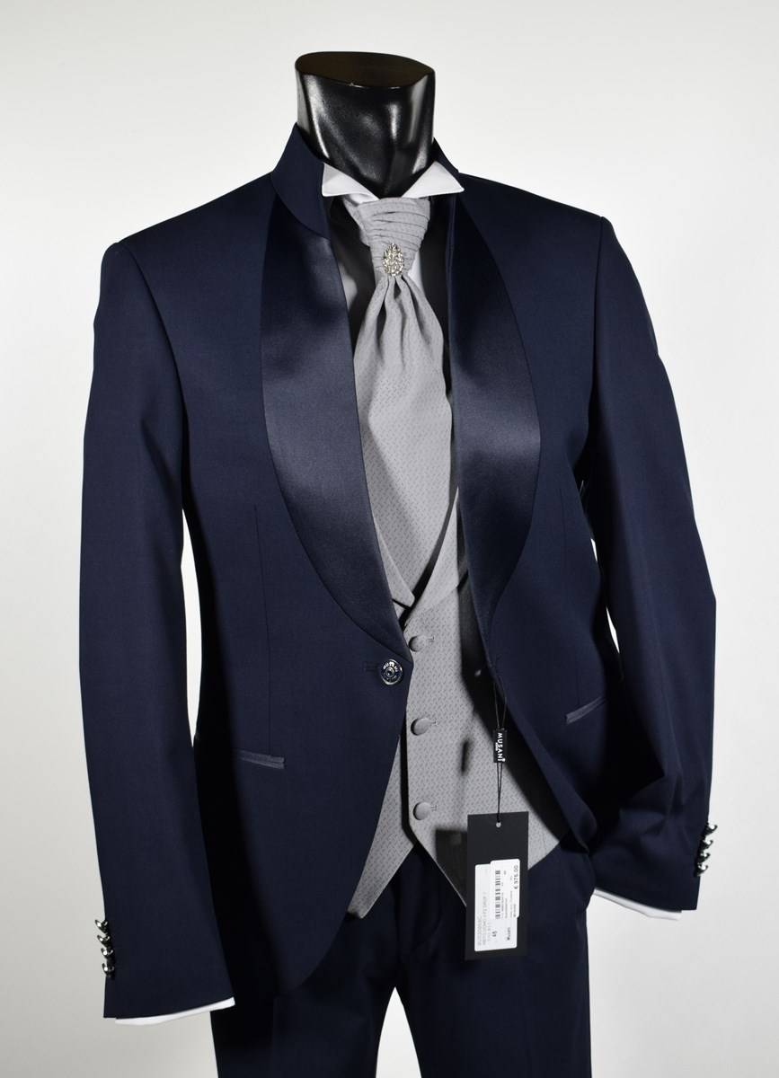 Musani Milano Cerimonia Abito musani cerimonia blu modello coreano slim fit Saldi
