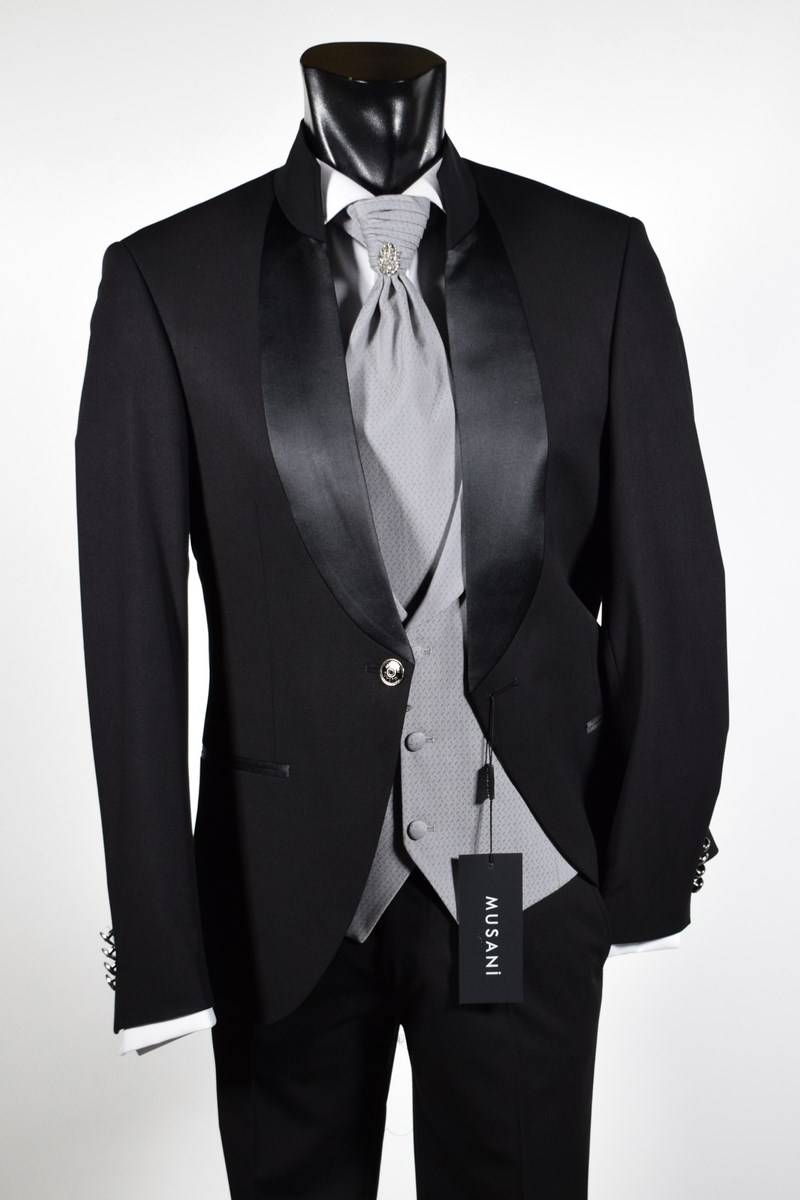 Musani Milano Cerimonia Abito nero musani cerimonia modello coreano slim fit Offerte