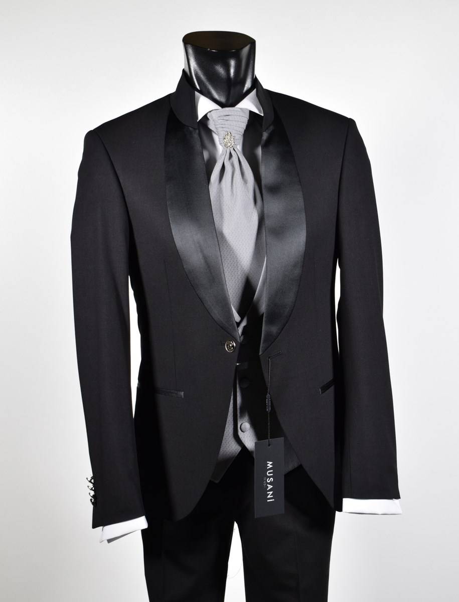 Musani Milano Cerimonia Abito nero musani cerimonia modello coreano slim fit Offerte