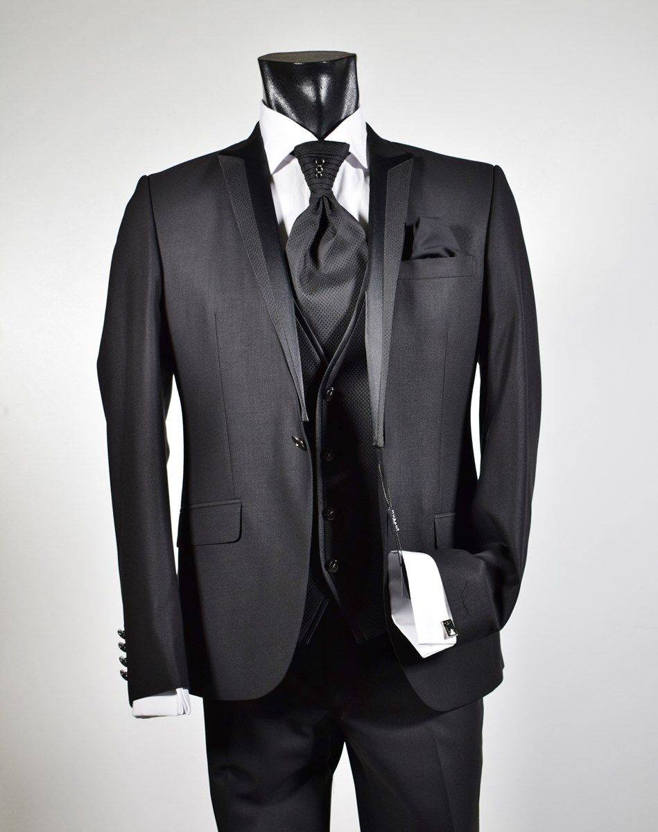 Musani Milano Cerimonia Abito nero slim fit Musani cerimonia Vendita Economica