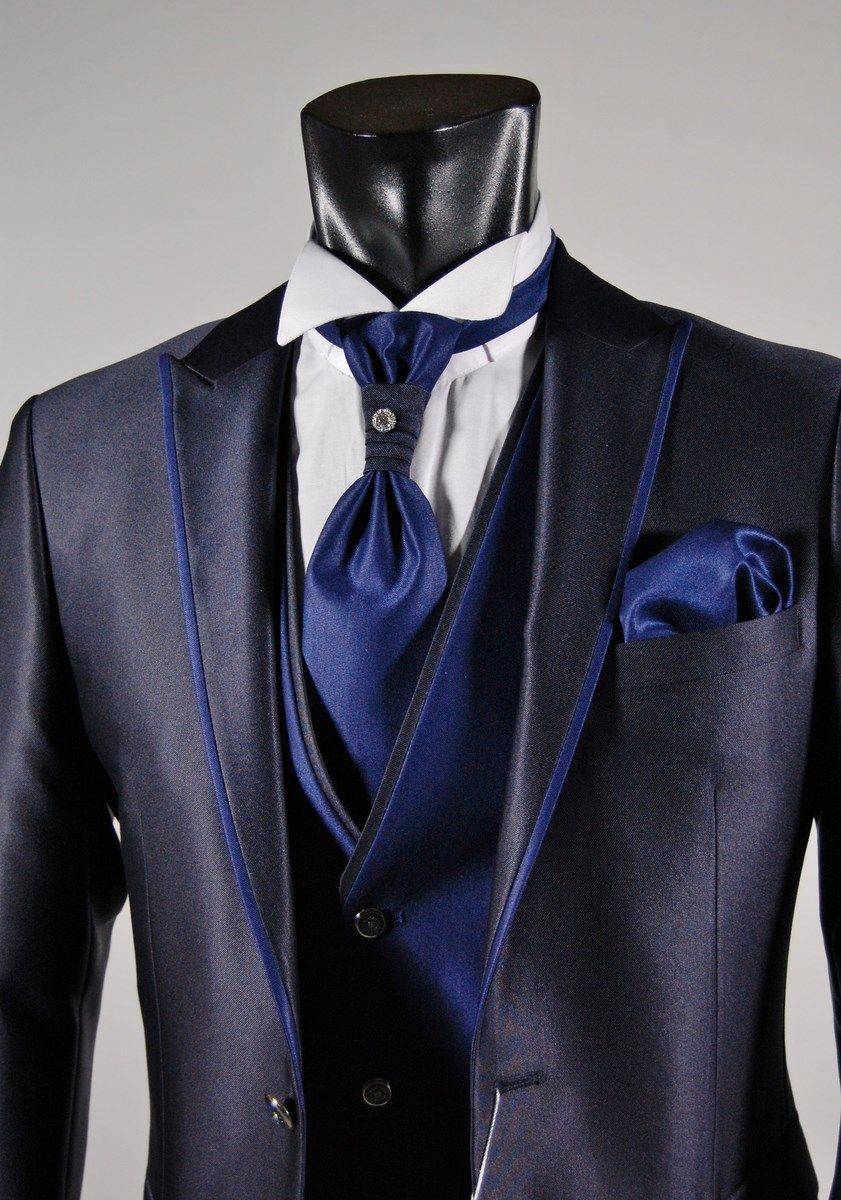 Musani Milano Cerimonia Abito da sposo slim fit musani cerimonia in colore blu e nero I Più Venduti