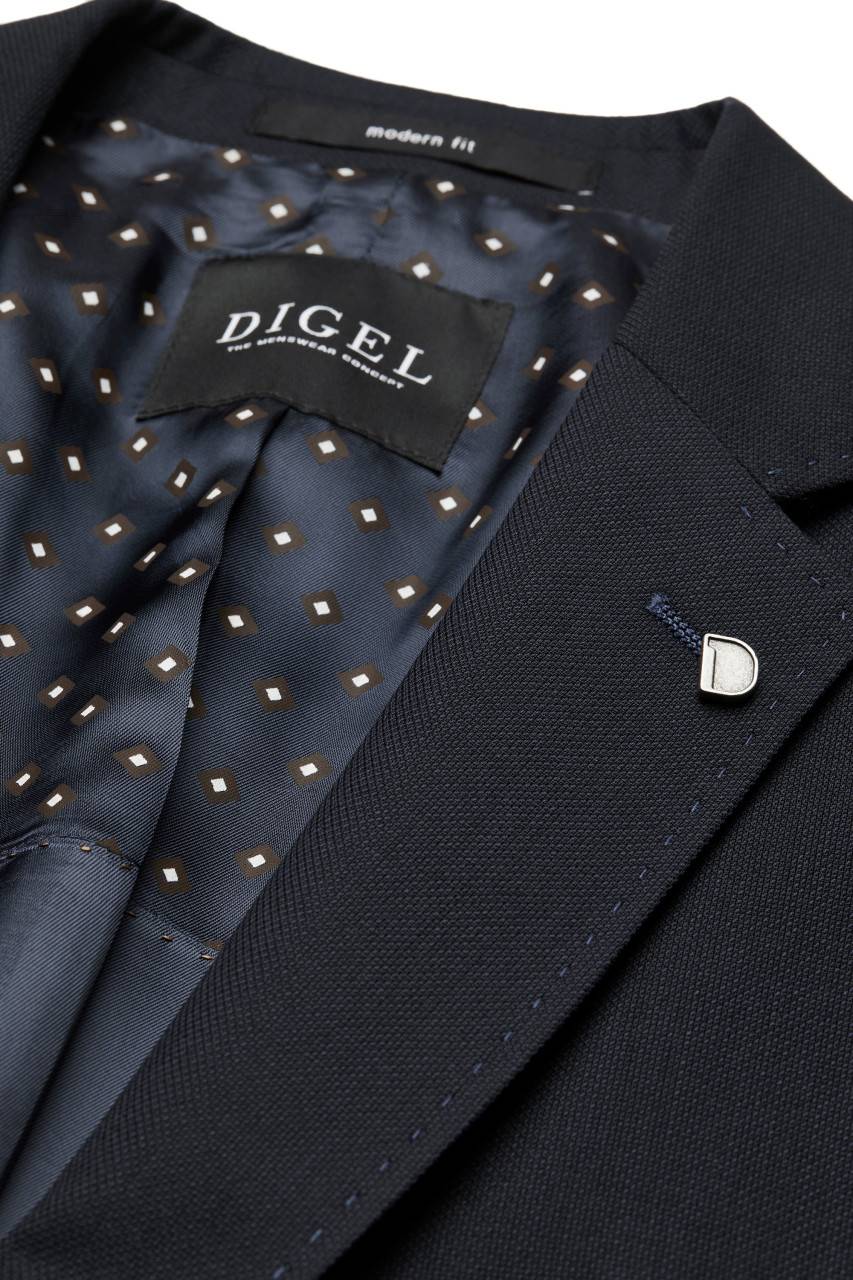 Digel Giacca blu scuro digel in pura lana vergine marzotto con tasche a toppa Vendita