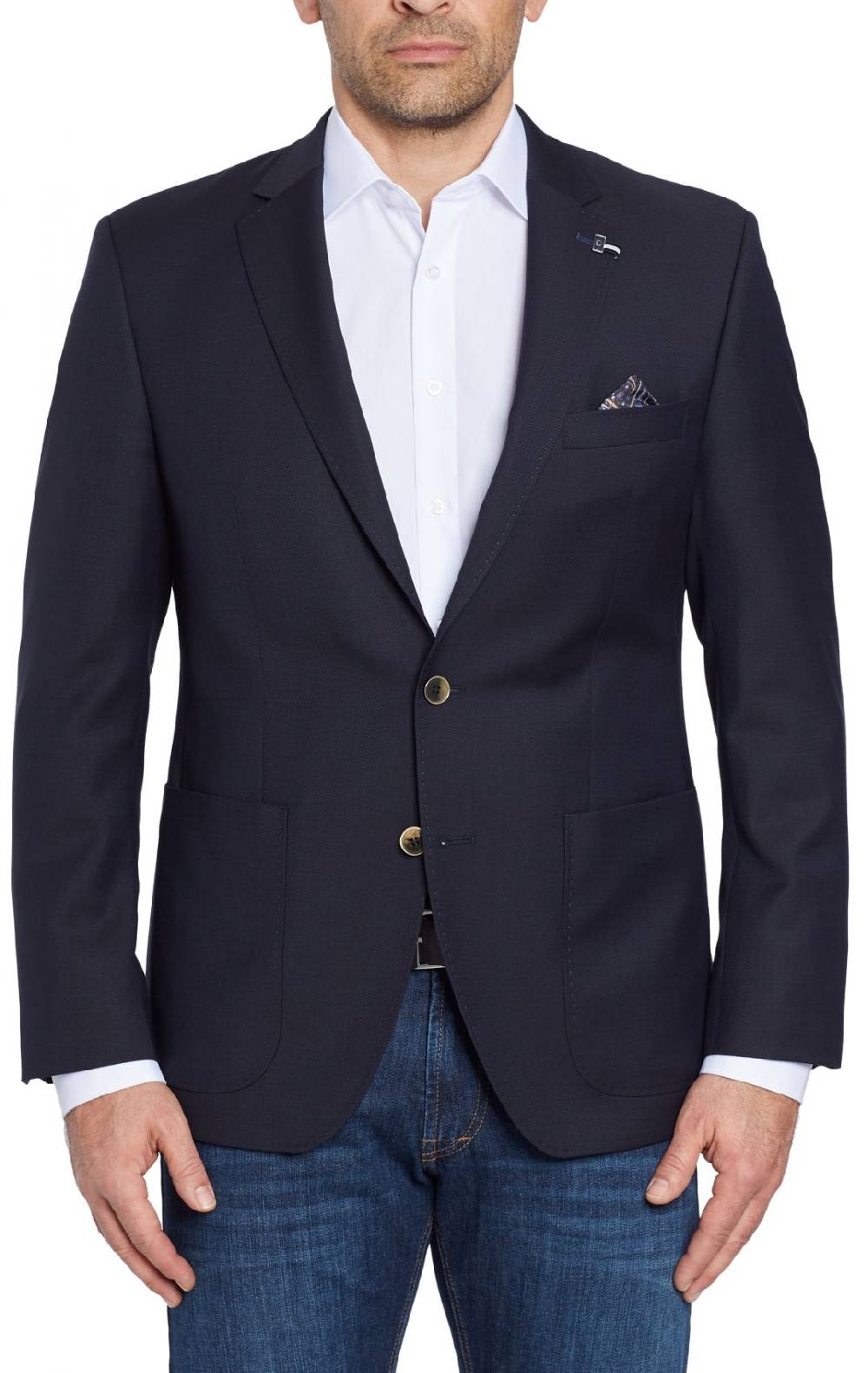 Digel Giacca blu scuro digel in pura lana vergine marzotto con tasche a toppa Vendita