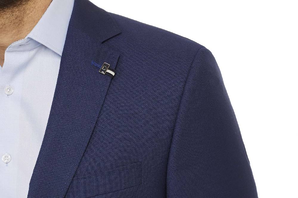 Digel Giacca blu marine digel in pura lana vergine marzotto con tasche a toppa Promozione