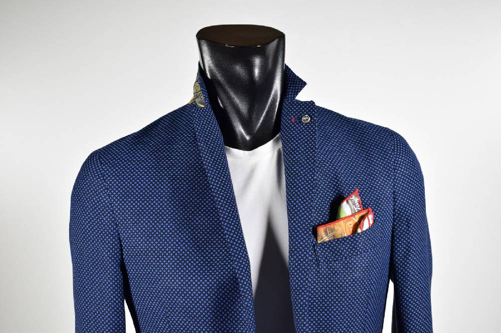 Falko Rosso Giacca blu sfoderata slim fit misto viscosa made in italy Spedizione Gratuita