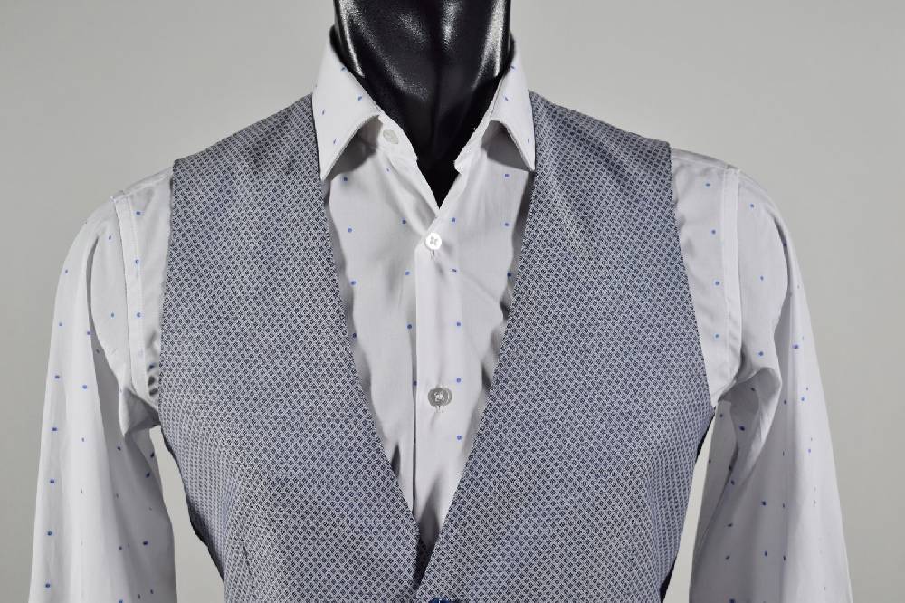John Barritt Gilet in cotone stretch john barritt micro fantasia blu Shopping Online