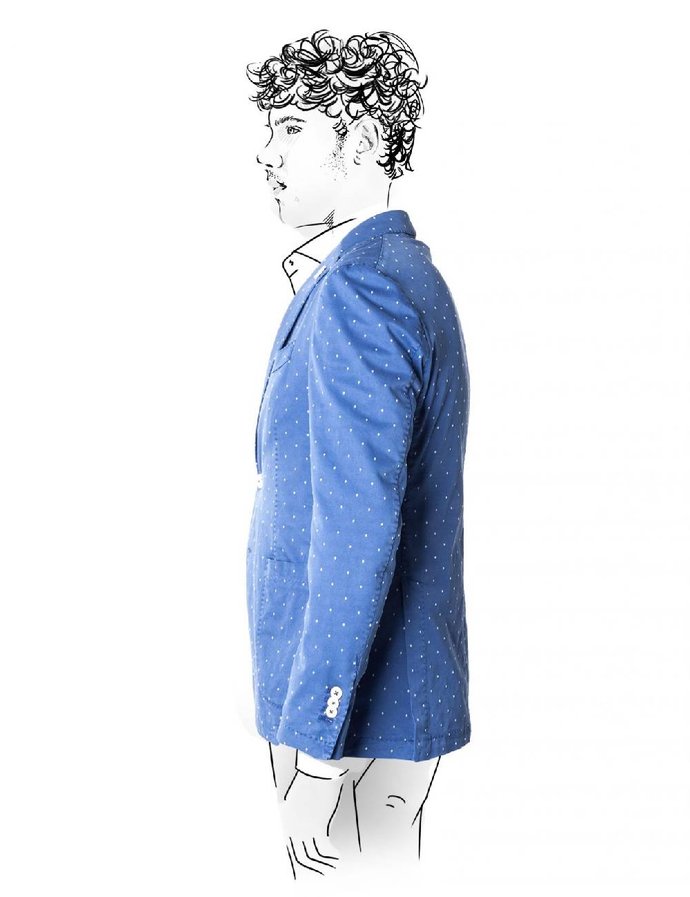 Fradi Giacca slim fit sfoderata fradi in cotone stretch a pois due colori Sconto
