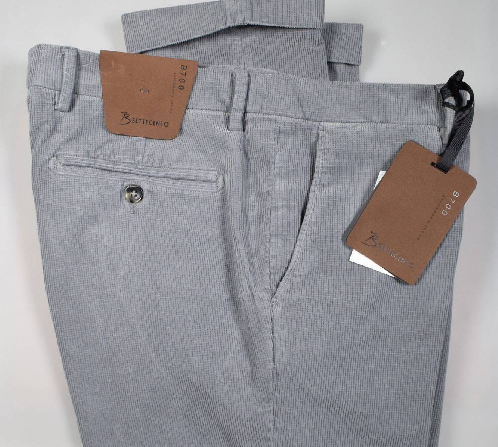 B Settecento Pantalone grigio chiaro bsettecento in velluto stretch armaturato slim fit Online Outlet