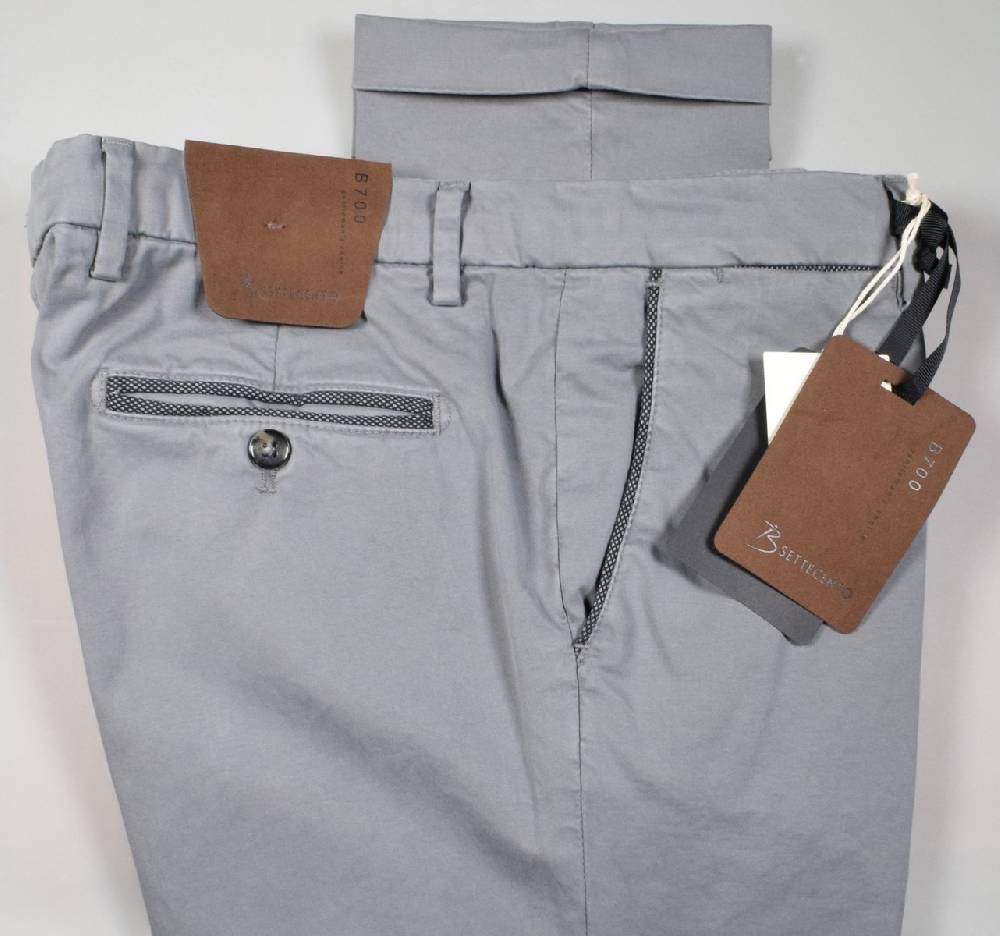 B Settecento Pantalone grigio chiaro bsettecento in cotone raso stretch slim fit Offerte esclusive