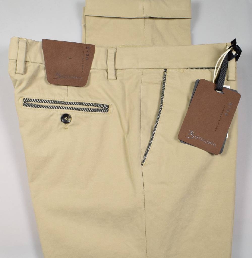 B Settecento Pantalone beige bsettecento in cotone raso stretch slim fit Grandi sconti