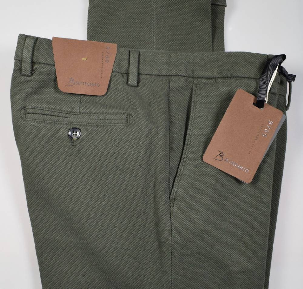 B Settecento Pantalone verde bsettecento in cotone stretch armaturato slim fit Nuovi prodotti