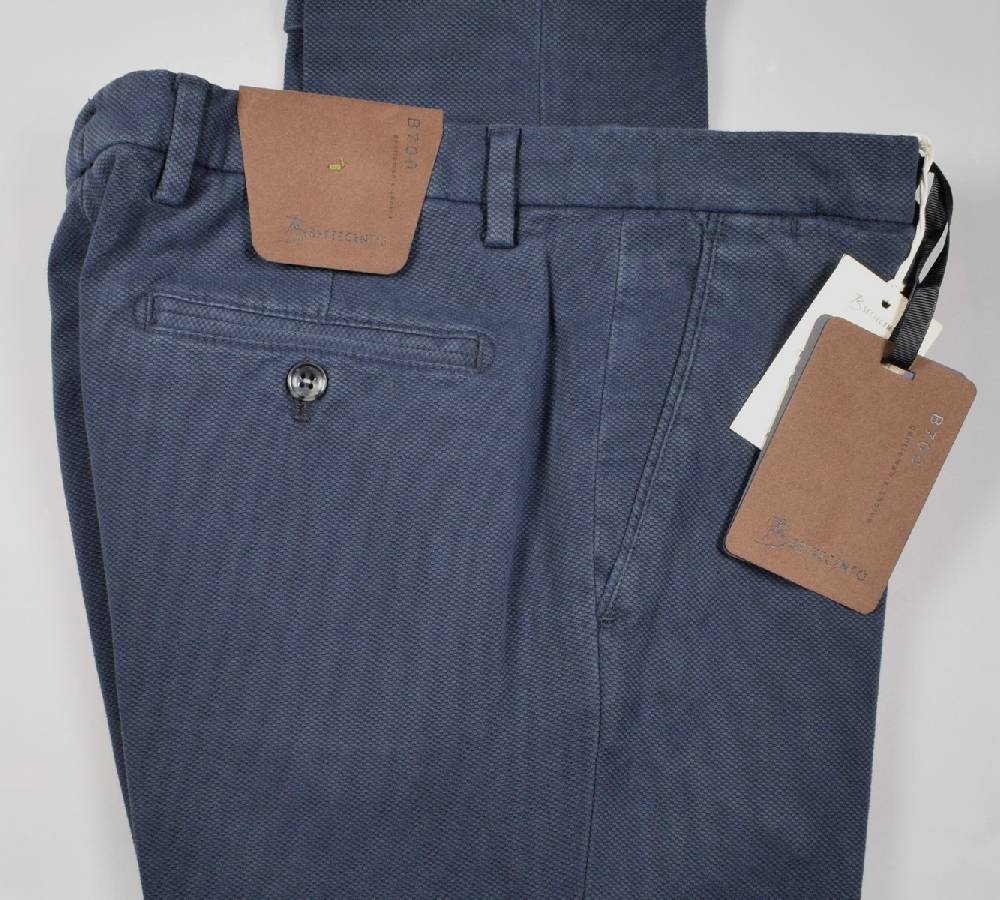 B Settecento Pantalone blu bsettecento in cotone stretch armaturato slim fit Offerte stagionali