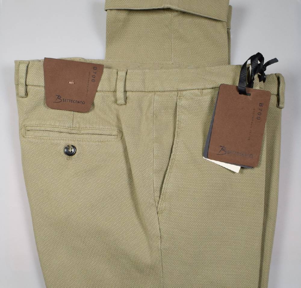 B Settecento Pantalone beige bsettecento in cotone stretch armaturato slim fit Liquidazione