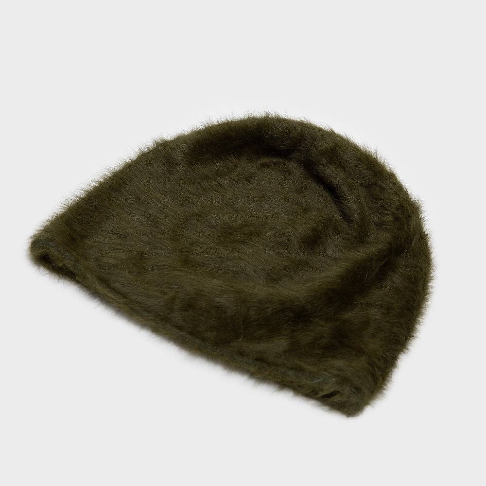 Reinhard Plank CUFFIA ANGORA VERDE SCURO Vendita Calda