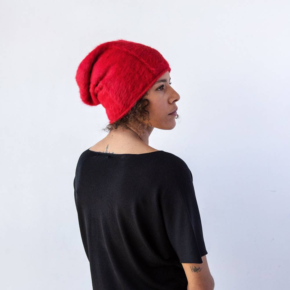 Reinhard Plank CUFFIA ANGORA ROSSA In Saldo