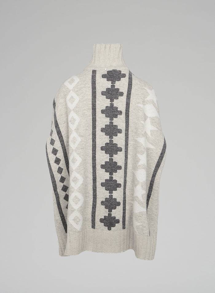 Lorena Antoniazzi PONCHO JACQUARD IN LANA E ALPACA Saldi Di Fabbrica