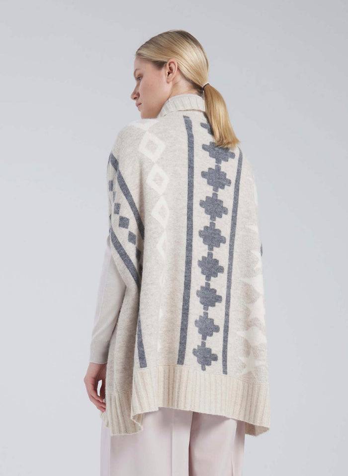 Lorena Antoniazzi PONCHO JACQUARD IN LANA E ALPACA Saldi Di Fabbrica