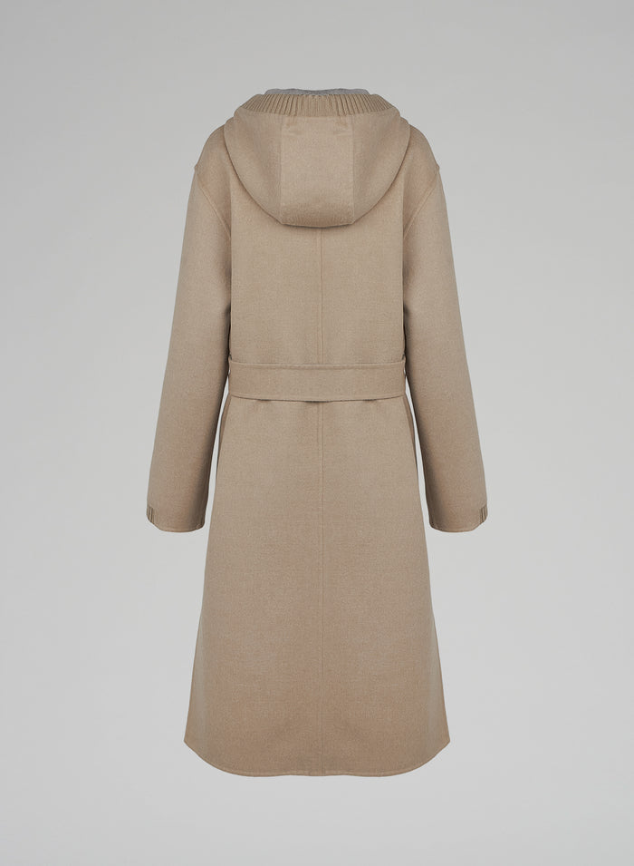 Lorena Antoniazzi CAPPOTTO IN LANA E ANGORA CON CAPPUCCIO Convenienza