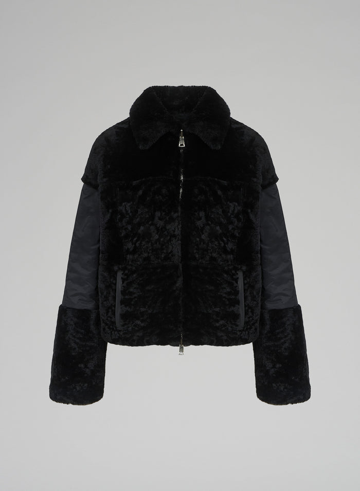 Lorena Antoniazzi GIACCA IN NYLON E MONTONE Outlet
