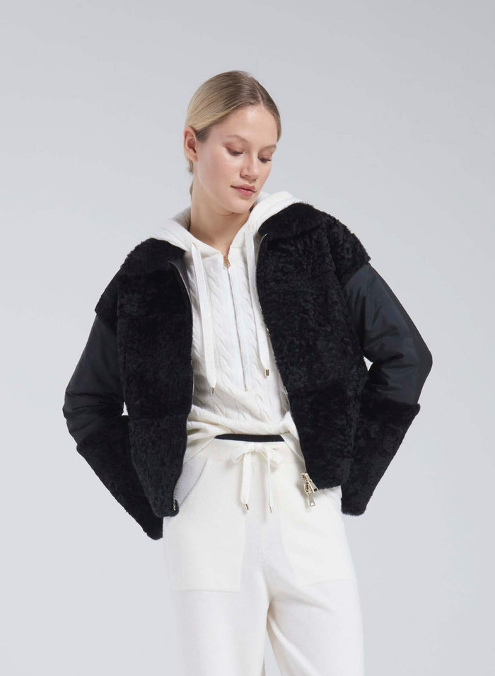 Lorena Antoniazzi GIACCA IN NYLON E MONTONE Outlet