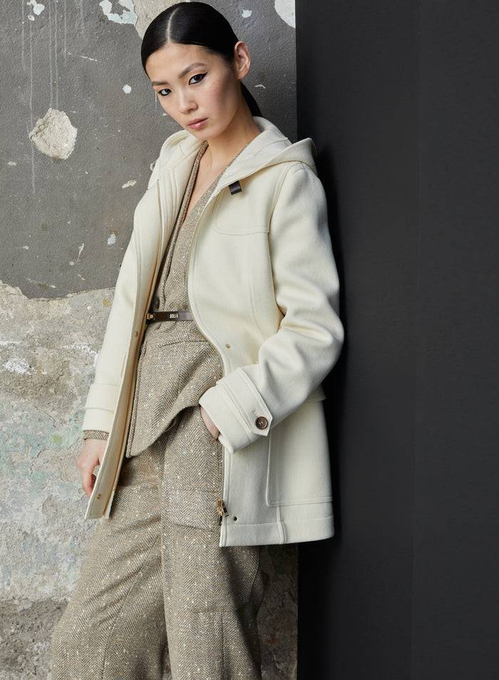 Lorena Antoniazzi CAPPOTTO IN LANA E CASHMERE CON CAPPUCCIO Negozio