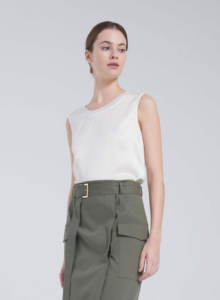 Lorena Antoniazzi TOP IN TWILL DI SETA Sconto