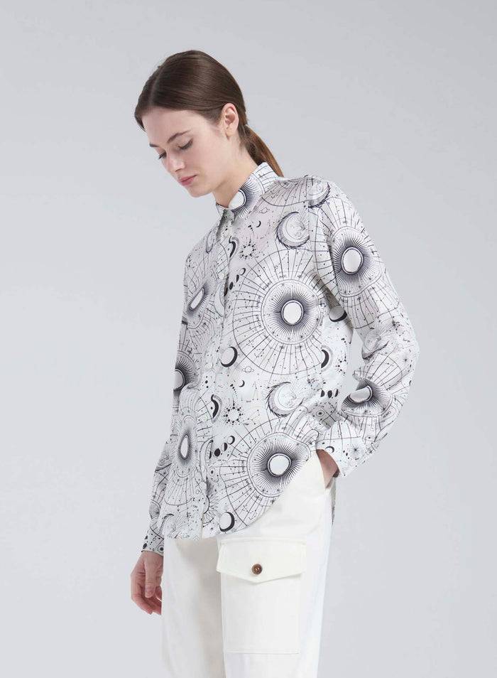 Lorena Antoniazzi CAMICIA IN SETA STAMPATA Saldi Di Fabbrica