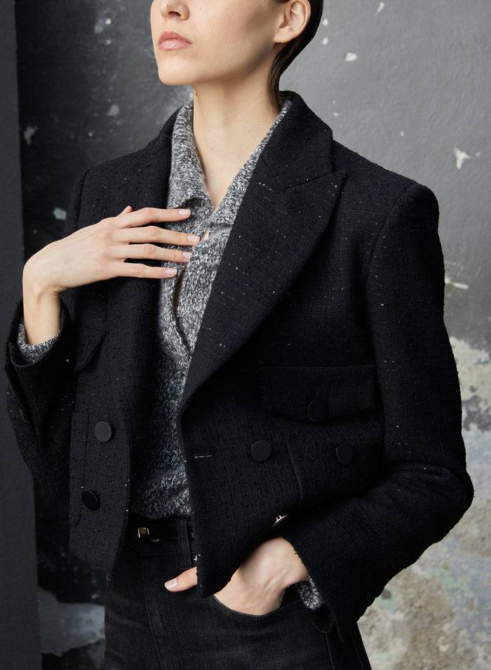 Lorena Antoniazzi GIACCA CROP IN LANA Nuovo