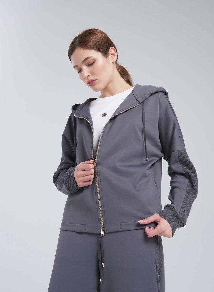 Lorena Antoniazzi FELPA CON CAPPUCCIO IN COTONE Promozione Limitata