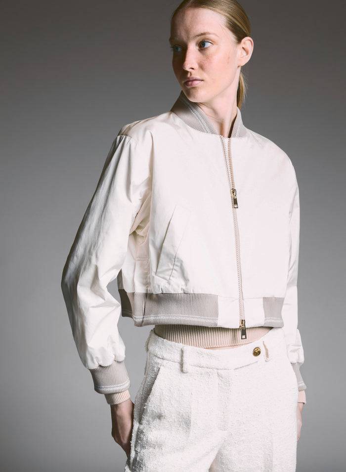 Lorena Antoniazzi BOMBER CROPPED IN NYLON Qualità