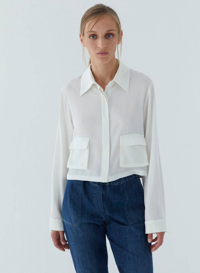 Lorena Antoniazzi BLUSA IN TWILL DI SETA Sottocosto