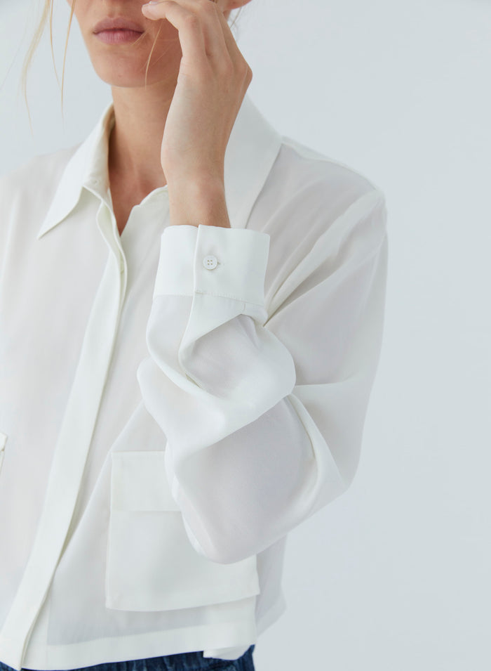 Lorena Antoniazzi BLUSA IN TWILL DI SETA Sottocosto